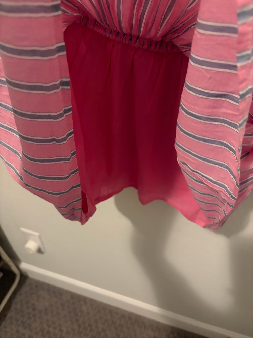 NWT Abercrombie Pink Halter Smocked Mini Dress with Blue Stripe - Picture 4 of 9